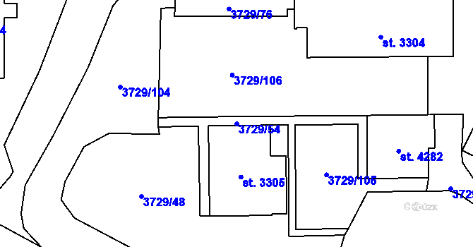 Parcela st. 3729/54 v KÚ Břeclav, Katastrální mapa
