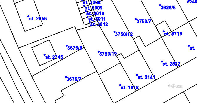Parcela st. 3750/19 v KÚ Břeclav, Katastrální mapa