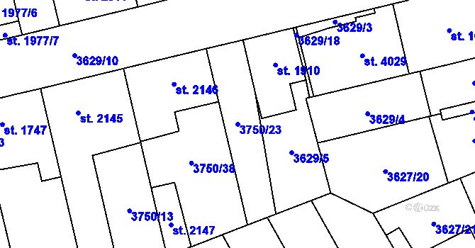 Parcela st. 3750/23 v KÚ Břeclav, Katastrální mapa