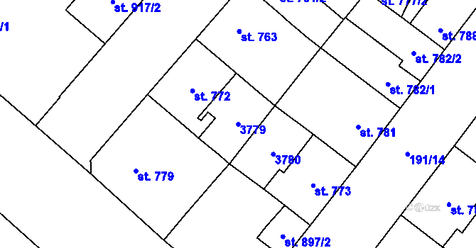 Parcela st. 3779 v KÚ Břeclav, Katastrální mapa
