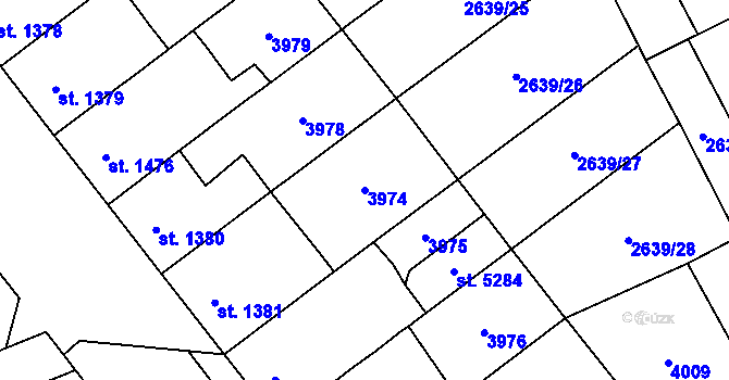 Parcela st. 3974 v KÚ Břeclav, Katastrální mapa