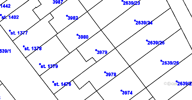 Parcela st. 3979 v KÚ Břeclav, Katastrální mapa