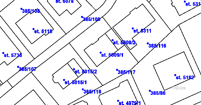 Parcela st. 5009/1 v KÚ Břeclav, Katastrální mapa