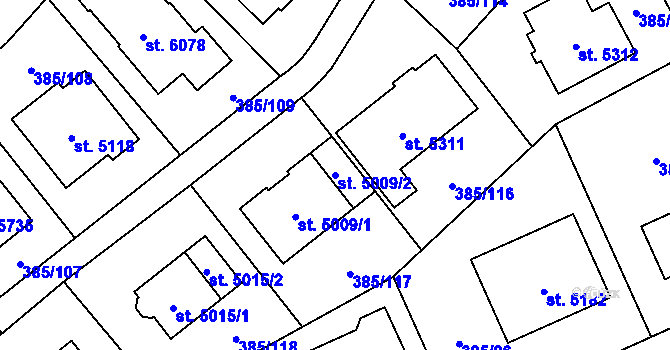 Parcela st. 5009/2 v KÚ Břeclav, Katastrální mapa