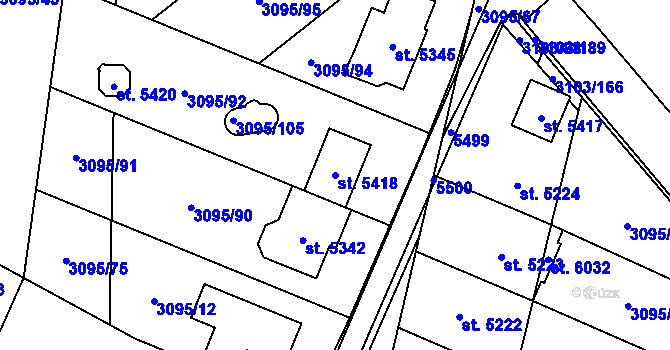 Parcela st. 5418 v KÚ Břeclav, Katastrální mapa