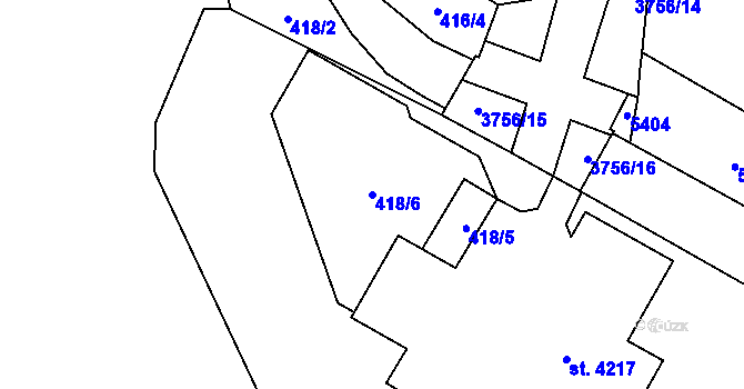 Parcela st. 418/6 v KÚ Břeclav, Katastrální mapa