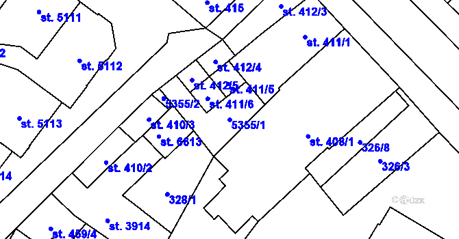 Parcela st. 5355/1 v KÚ Břeclav, Katastrální mapa
