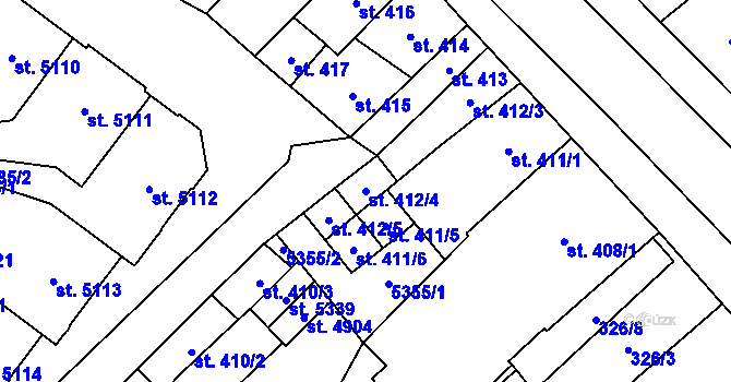 Parcela st. 412/4 v KÚ Břeclav, Katastrální mapa