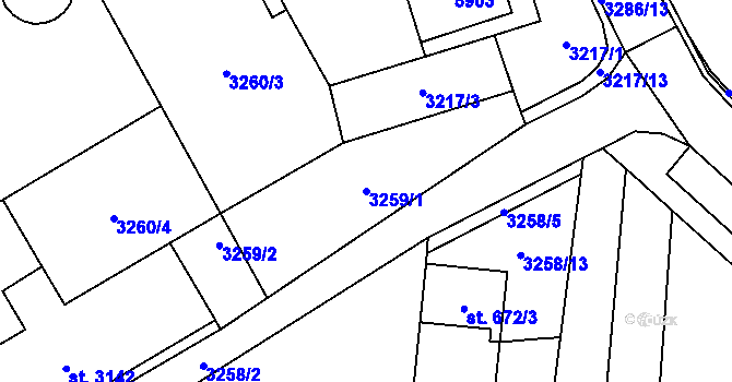 Parcela st. 3259/1 v KÚ Břeclav, Katastrální mapa