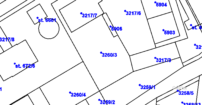 Parcela st. 3260/3 v KÚ Břeclav, Katastrální mapa