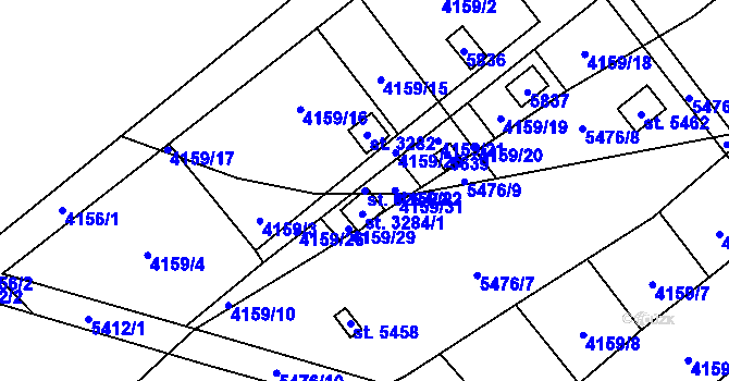 Parcela st. 3284/2 v KÚ Břeclav, Katastrální mapa