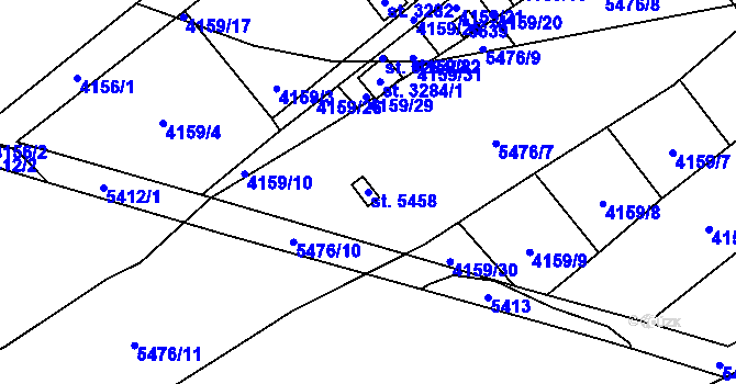 Parcela st. 5458 v KÚ Břeclav, Katastrální mapa