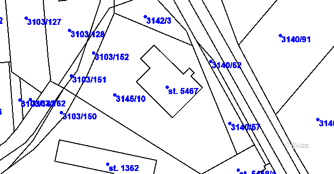 Parcela st. 5467 v KÚ Břeclav, Katastrální mapa
