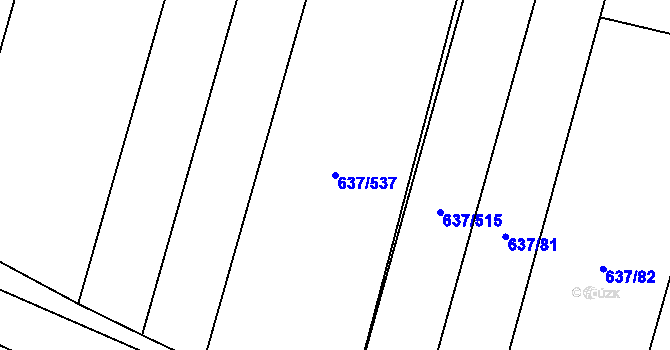 Parcela st. 637/537 v KÚ Břeclav, Katastrální mapa