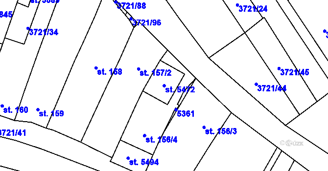 Parcela st. 5472 v KÚ Břeclav, Katastrální mapa