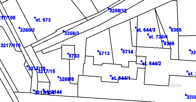 Parcela st. 5713 v KÚ Břeclav, Katastrální mapa