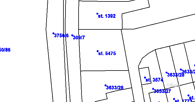 Parcela st. 5475 v KÚ Břeclav, Katastrální mapa