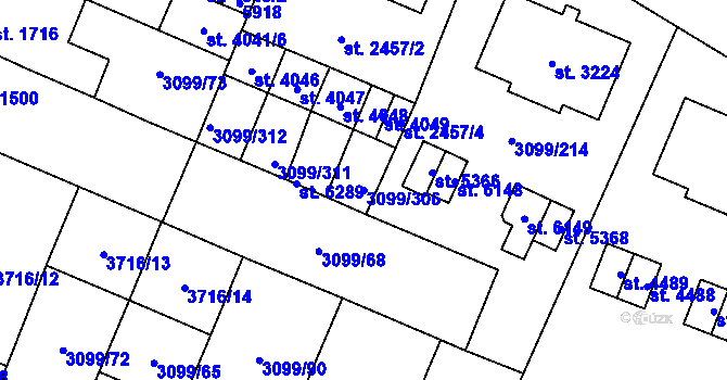 Parcela st. 3099/306 v KÚ Břeclav, Katastrální mapa