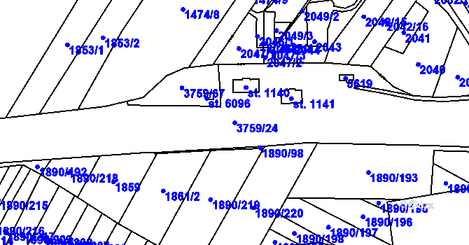 Parcela st. 3759/24 v KÚ Břeclav, Katastrální mapa