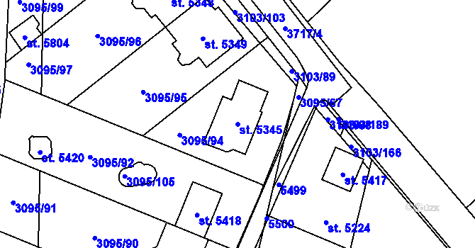 Parcela st. 5345 v KÚ Břeclav, Katastrální mapa