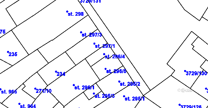 Parcela st. 296/4 v KÚ Břeclav, Katastrální mapa