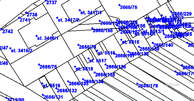 Parcela st. 5516 v KÚ Břeclav, Katastrální mapa
