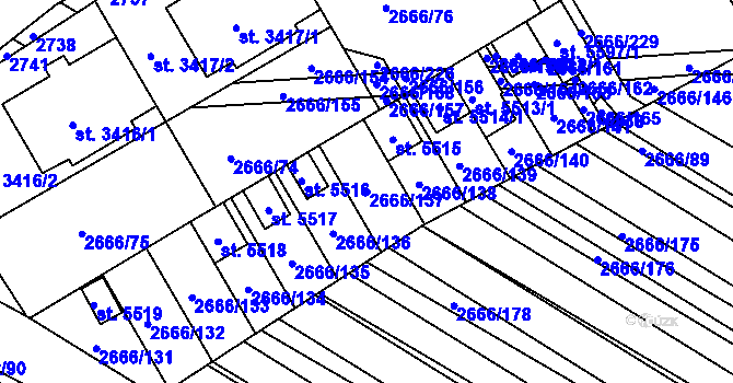 Parcela st. 2666/137 v KÚ Břeclav, Katastrální mapa