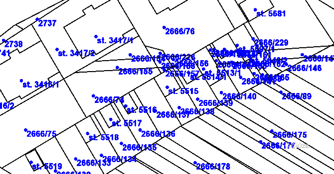 Parcela st. 5515 v KÚ Břeclav, Katastrální mapa