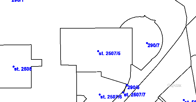 Parcela st. 2507/5 v KÚ Břeclav, Katastrální mapa