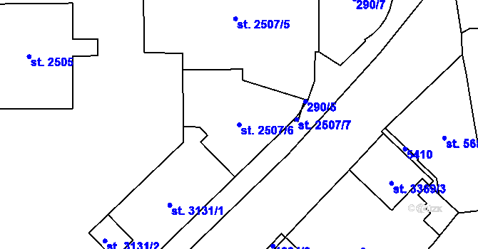 Parcela st. 2507/6 v KÚ Břeclav, Katastrální mapa