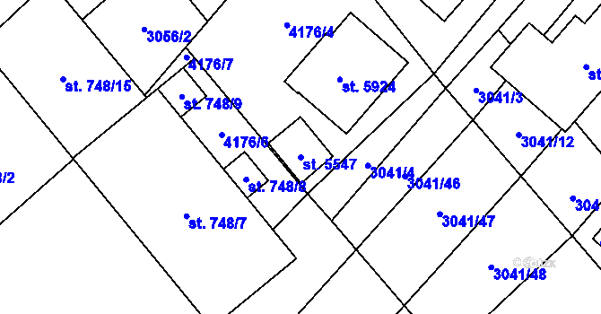 Parcela st. 5547 v KÚ Břeclav, Katastrální mapa