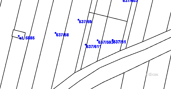 Parcela st. 637/611 v KÚ Břeclav, Katastrální mapa