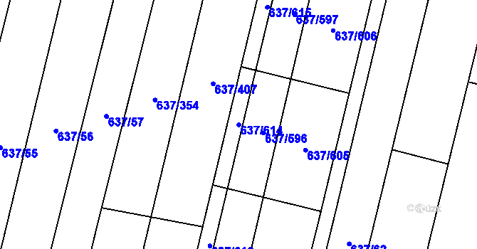 Parcela st. 637/614 v KÚ Břeclav, Katastrální mapa