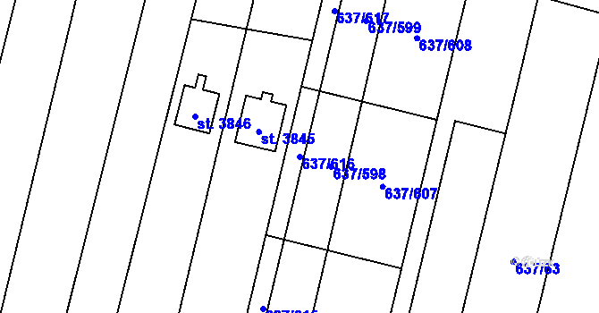 Parcela st. 637/616 v KÚ Břeclav, Katastrální mapa