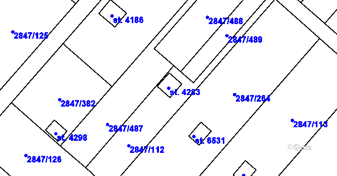 Parcela st. 4283 v KÚ Břeclav, Katastrální mapa