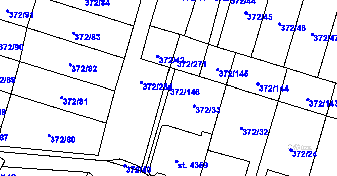 Parcela st. 372/146 v KÚ Břeclav, Katastrální mapa