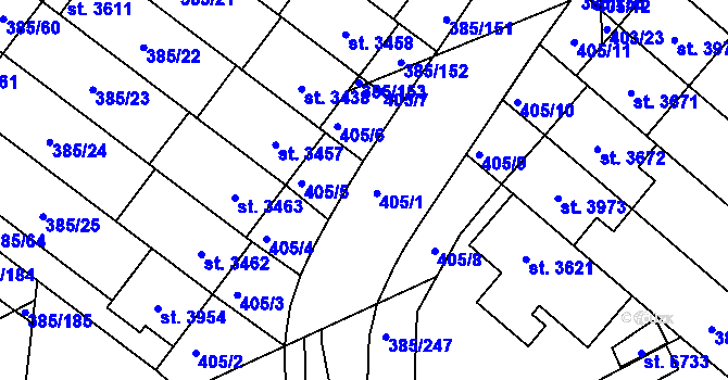 Parcela st. 385/200 v KÚ Břeclav, Katastrální mapa