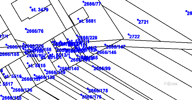 Parcela st. 2666/146 v KÚ Břeclav, Katastrální mapa