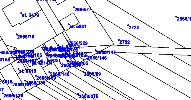 Parcela st. 2666/147 v KÚ Břeclav, Katastrální mapa