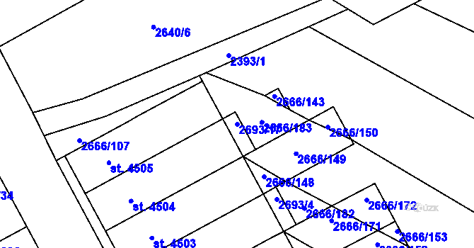 Parcela st. 2693/17 v KÚ Břeclav, Katastrální mapa