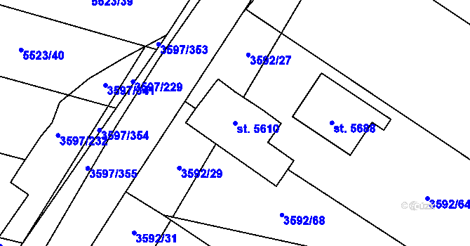Parcela st. 5610 v KÚ Břeclav, Katastrální mapa