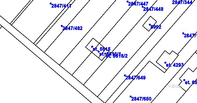 Parcela st. 5616/1 v KÚ Břeclav, Katastrální mapa