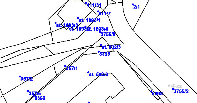 Parcela st. 5395 v KÚ Břeclav, Katastrální mapa