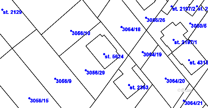 Parcela st. 5624 v KÚ Břeclav, Katastrální mapa
