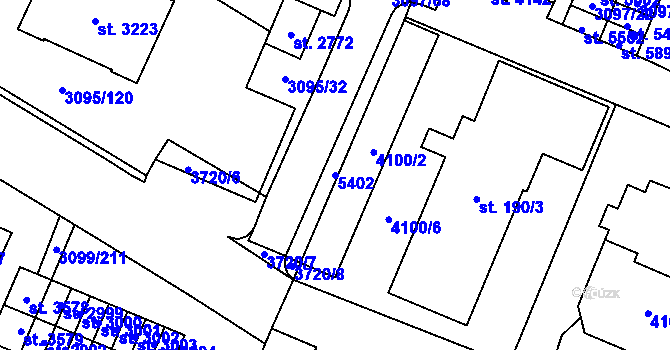 Parcela st. 5402 v KÚ Břeclav, Katastrální mapa