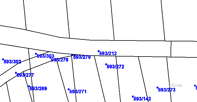 Parcela st. 593/212 v KÚ Břeclav, Katastrální mapa