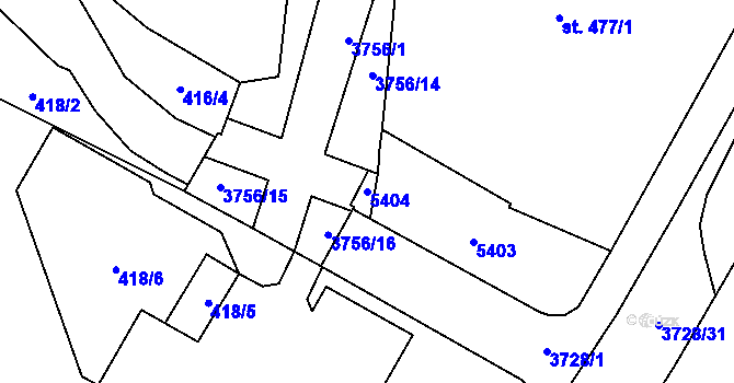Parcela st. 5404 v KÚ Břeclav, Katastrální mapa