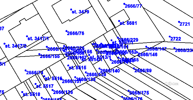 Parcela st. 2666/164 v KÚ Břeclav, Katastrální mapa