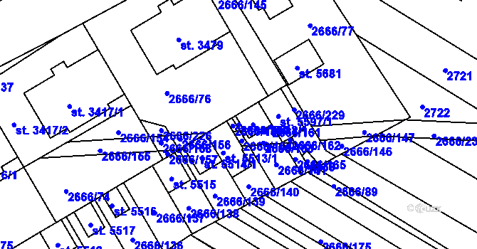 Parcela st. 2666/160 v KÚ Břeclav, Katastrální mapa
