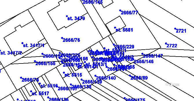 Parcela st. 5512/1 v KÚ Břeclav, Katastrální mapa